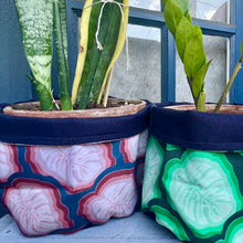 Load image into Gallery viewer, Navy Monstera Fabric Organizer/Plant Sack