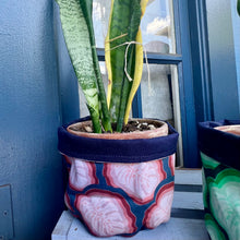Load image into Gallery viewer, Navy Monstera Fabric Organizer/Plant Sack