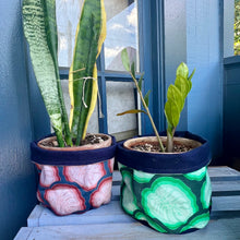 Load image into Gallery viewer, Navy Monstera Fabric Organizer/Plant Sack