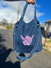 Load image into Gallery viewer, Large Dark Denim Rainbow Crossbody Tote/Purse