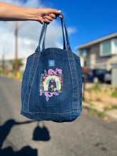 Load image into Gallery viewer, Large Dark Denim Rainbow Crossbody Tote/Purse