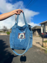 Load image into Gallery viewer, Large Light Denim Rainbow Crossbody Tote/Purse