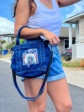 Load image into Gallery viewer, Dark Denim Rainbow Crossbody Tote/Purse