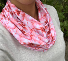 Load image into Gallery viewer, Coral Hibiscus Infinity Scarf