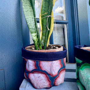 monstera plant fabric Navy Monstera Fabric Organizer/Plant Sack – Aubrey Emi