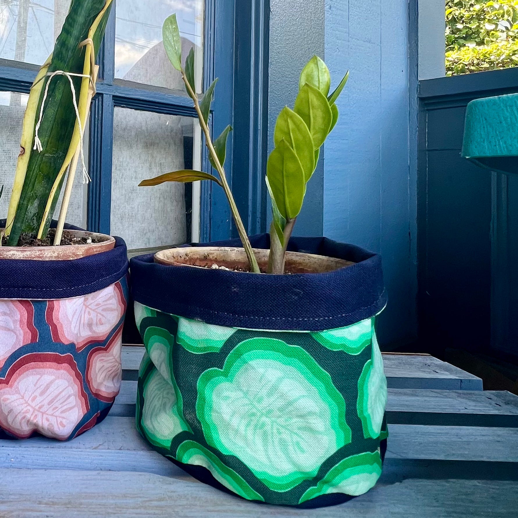 Green Monstera Fabric Organizer/Plant Sack
