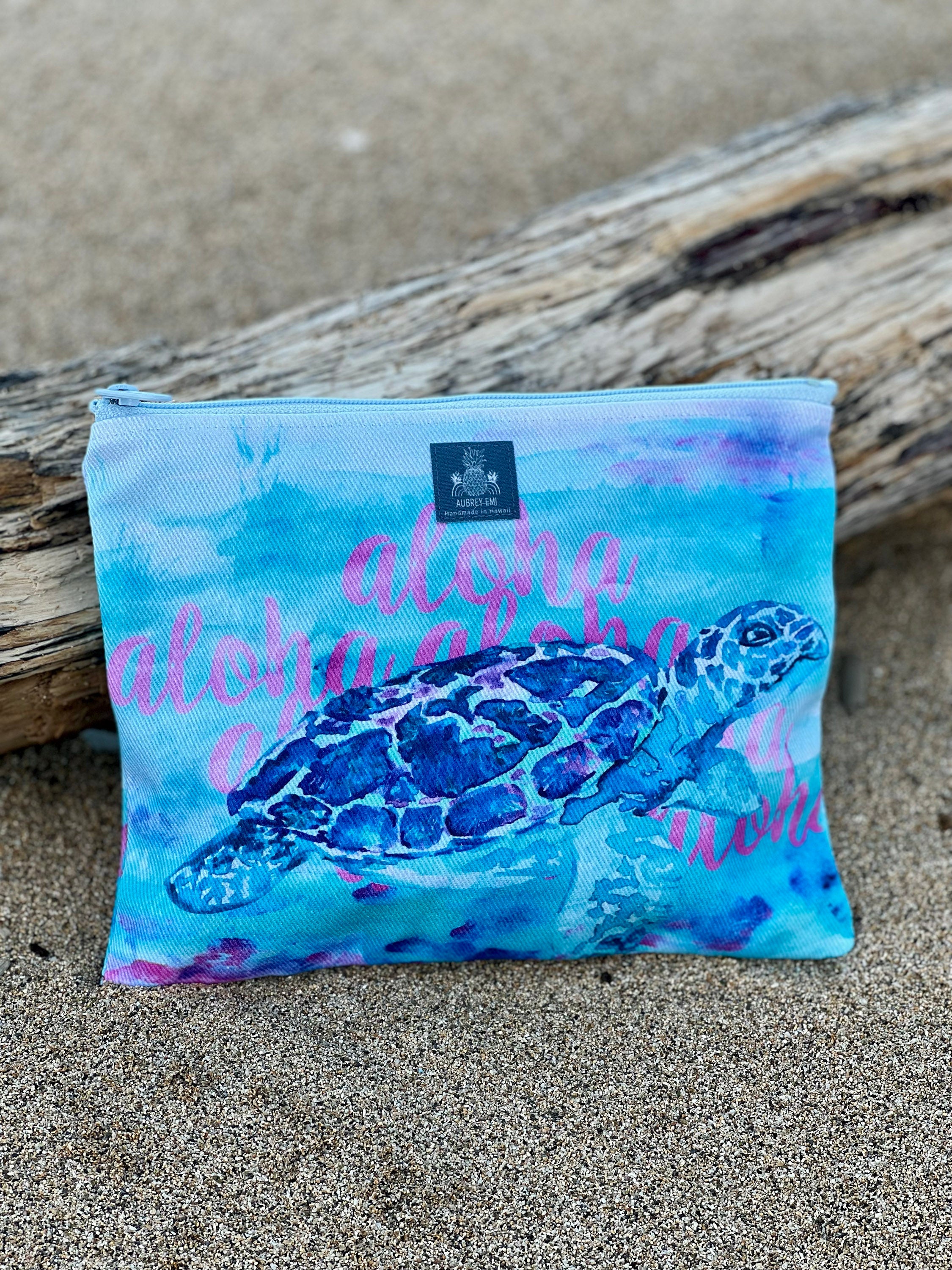 Blue Aloha Honu Turtle (Sm/Medium & Sunglasses Pouch)