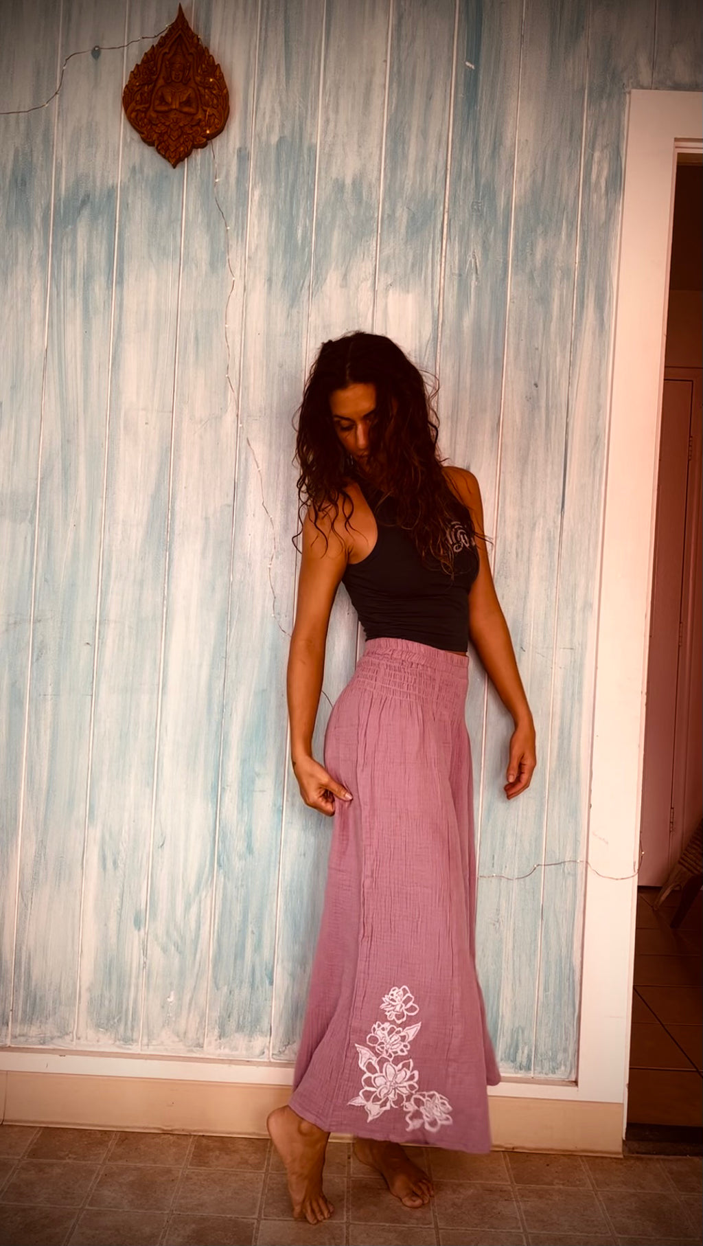 Gardenia Block Print Flowy Pants