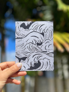 Block Print Wave Greeting Card