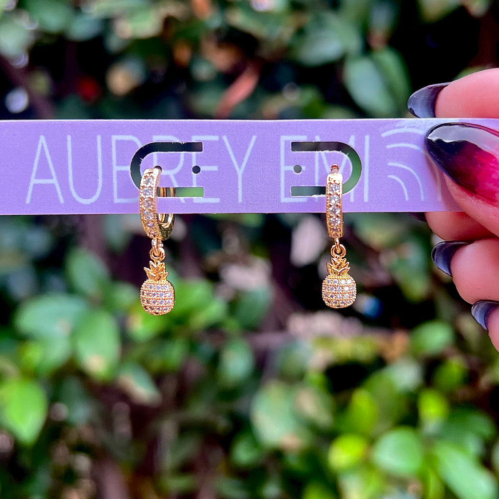 Gold Pineapple Earrings