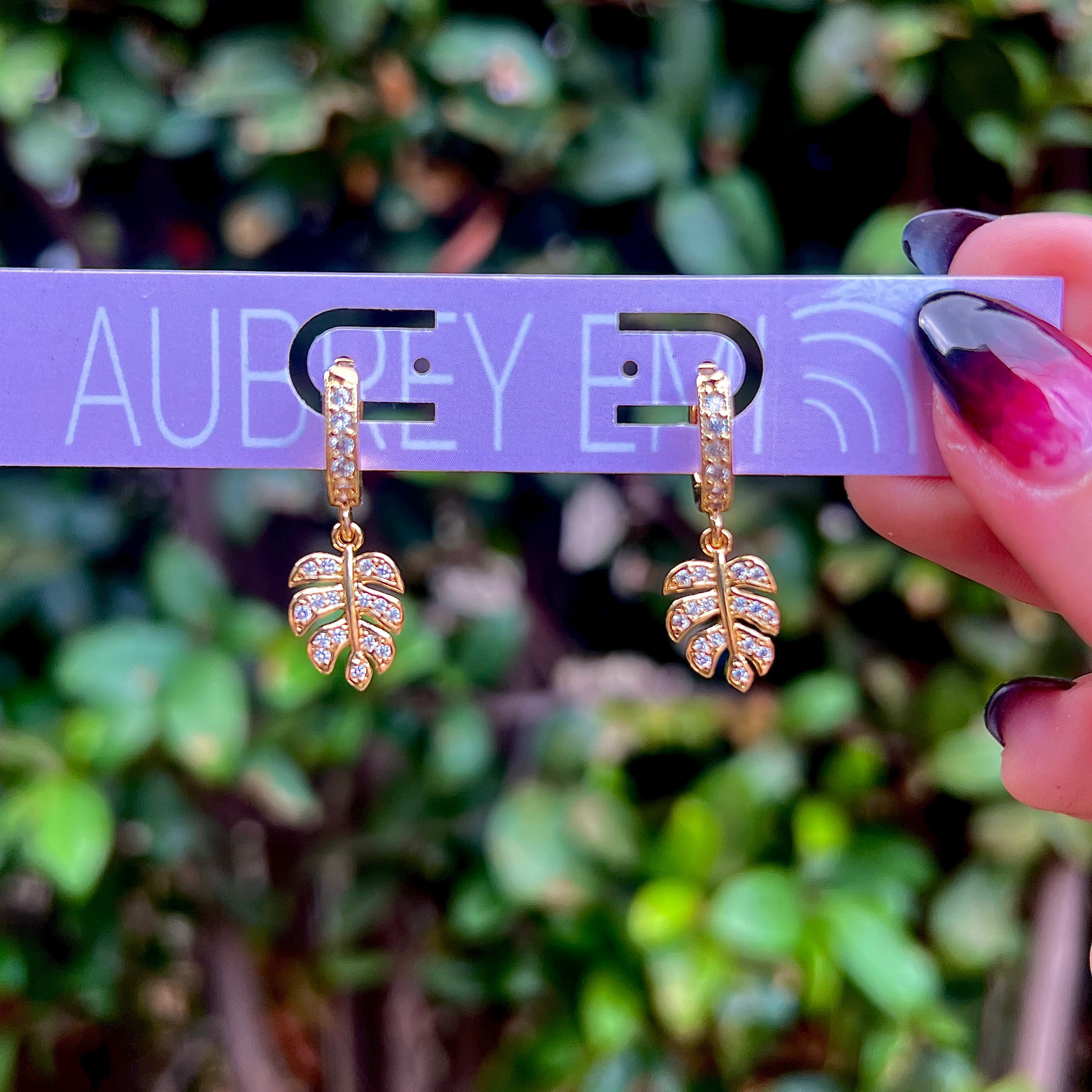 Gold Monstera Earrings