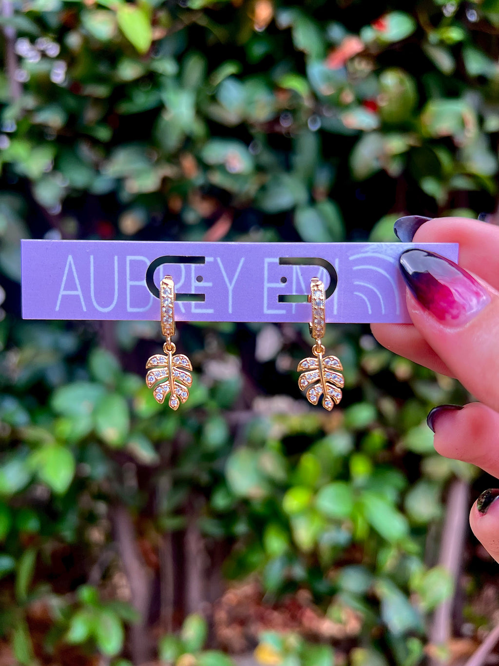 Gold Monstera Earrings