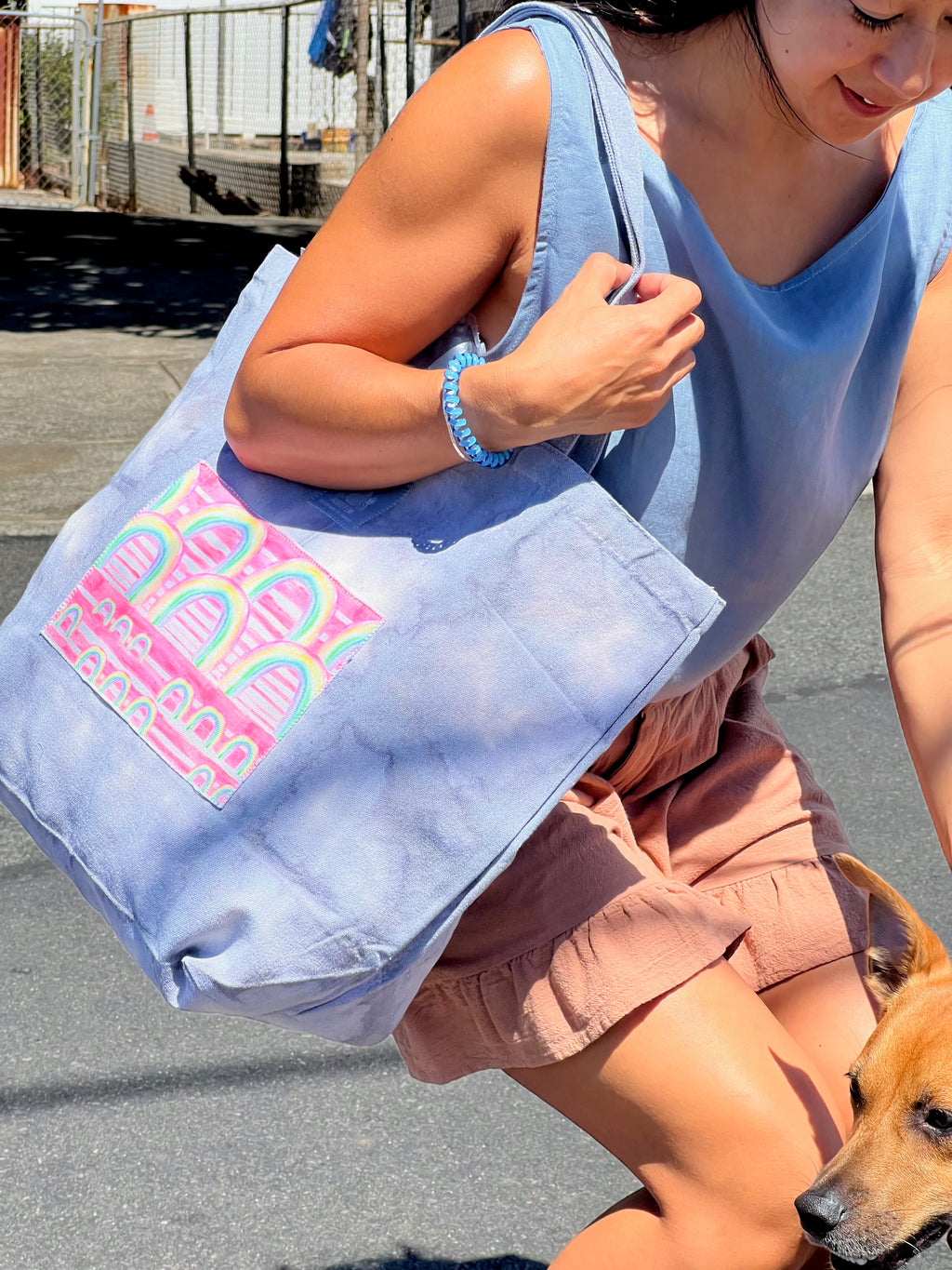 Hand Dyed, "Rainbow Business" XL Tote Bag