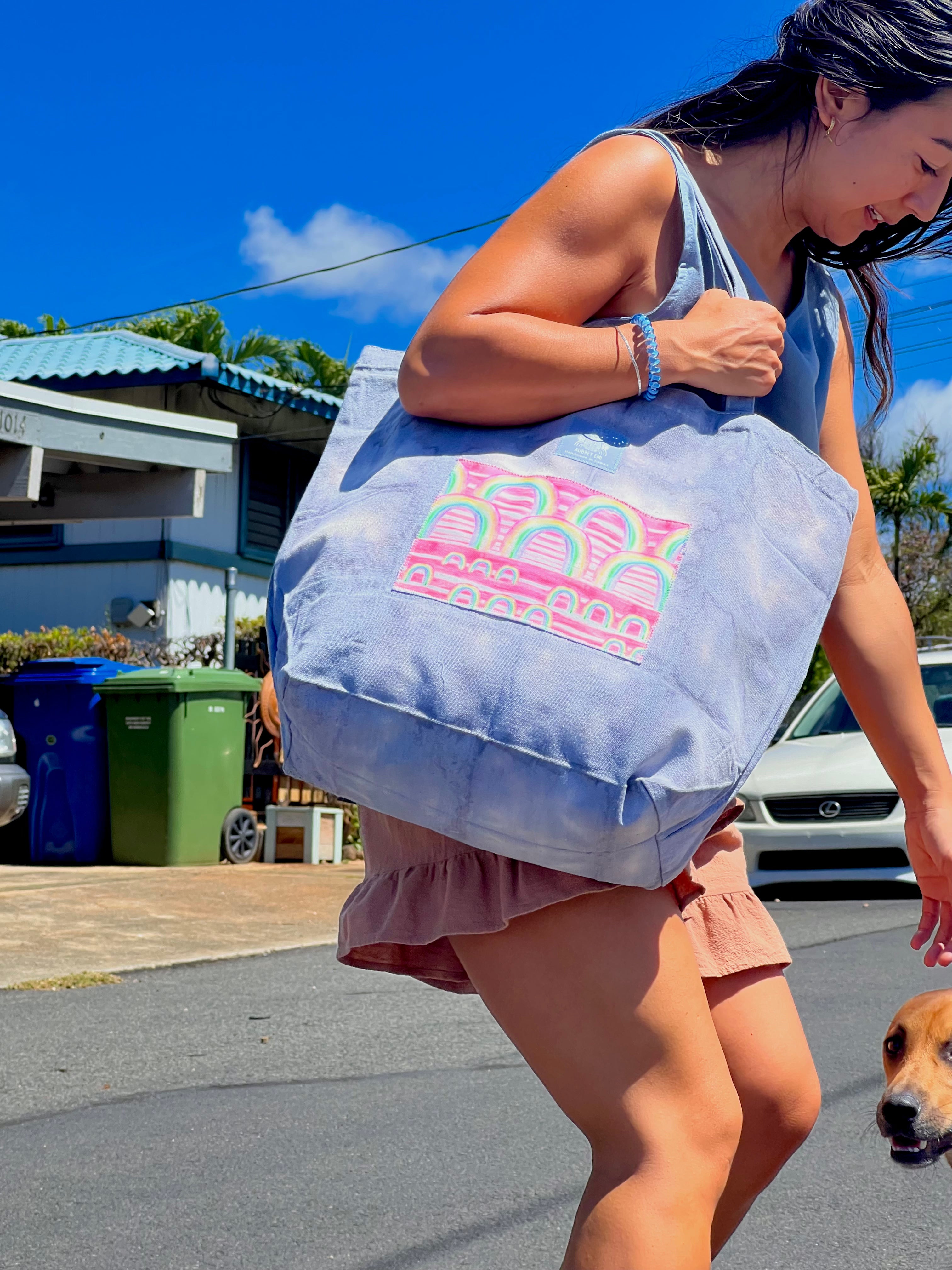 Hand Dyed, "Rainbow Business" XL Tote Bag