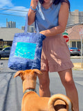 Hand Dyed, "Paradise Surfing" Medium Tote Book Bag