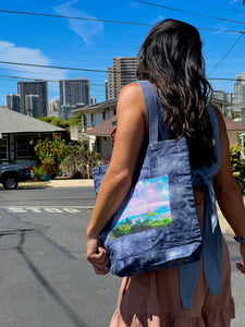 Hand Dyed, "Cotton Candy Skies" Medium Tote Book Bag