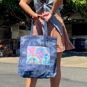 Hand Dyed, "Rainbow Business" Medium Tote Book Bag