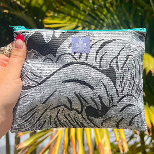 Block Printed Wave Print Small Pouch