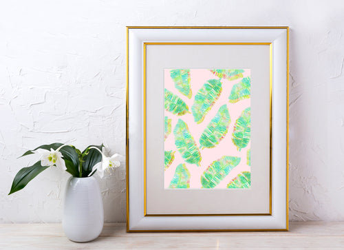 Pink Tropical Banana Leaf Wall Art