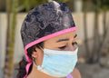Black Hibiscus Scrub Cap Surgical Cap