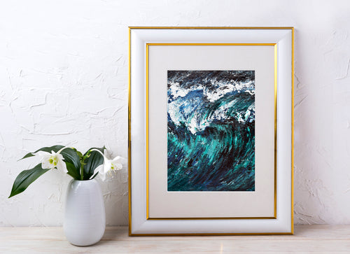 Emerald Palette Knife Wave 2 Wall Art