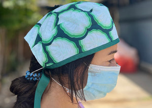 Green Monstera Leaf Scrub Cap Surgical Cap