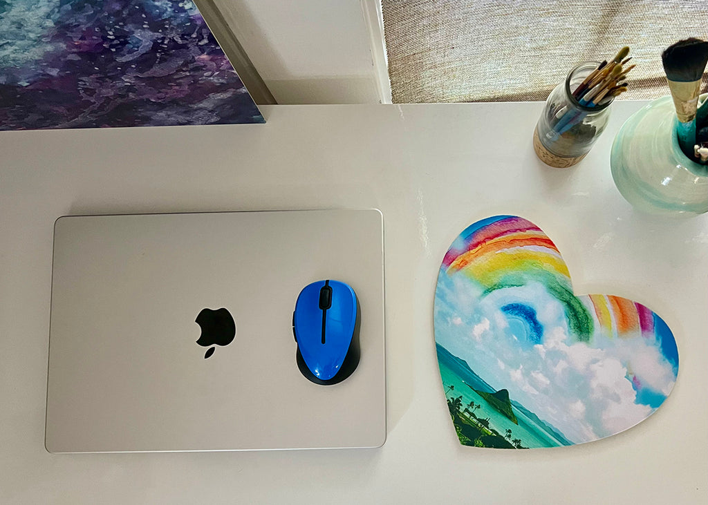 Anuenue Chinaman's Hat Heart Mousepad/Hot Pad