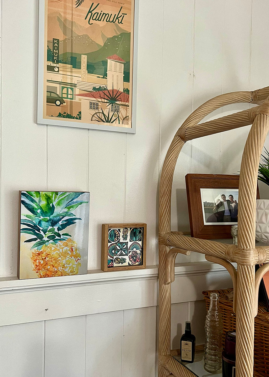 Wood Mounted Yellow Pineapple Wall Art