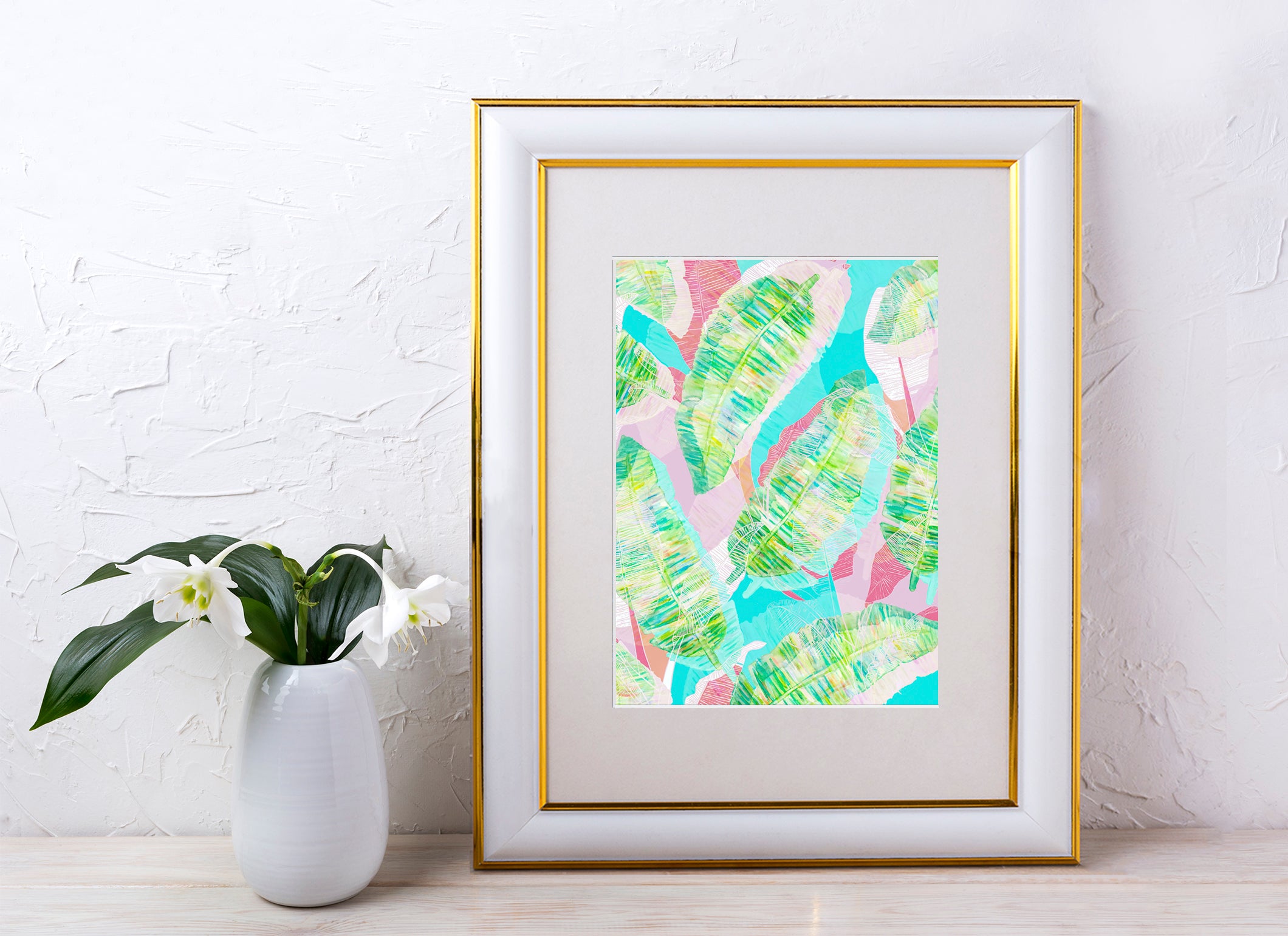 Pink Tropical Banana Leaf Wall Art