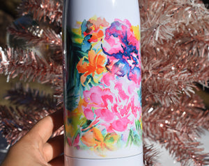 Double Wall Insulated Water Bottle - "Tropical Floral Print"