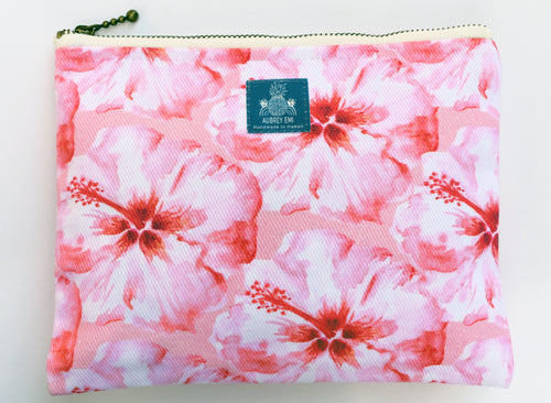 Coral Hibiscus Small Pouch