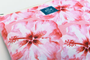 Coral Hibiscus Small Pouch