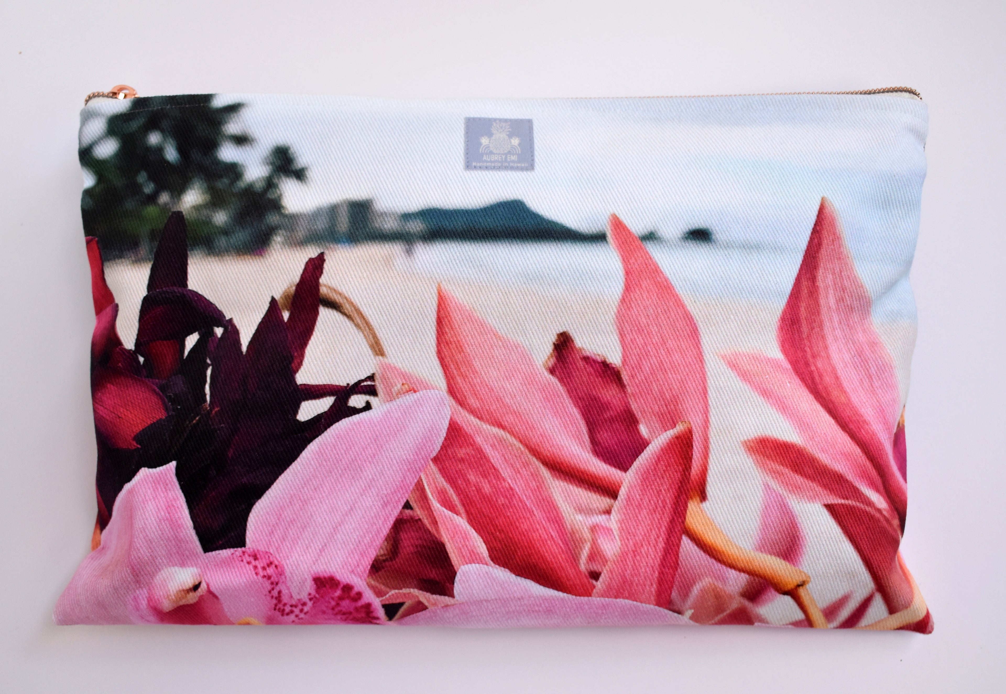 Diamond Head & Orchids Pouch (Med/Lg)