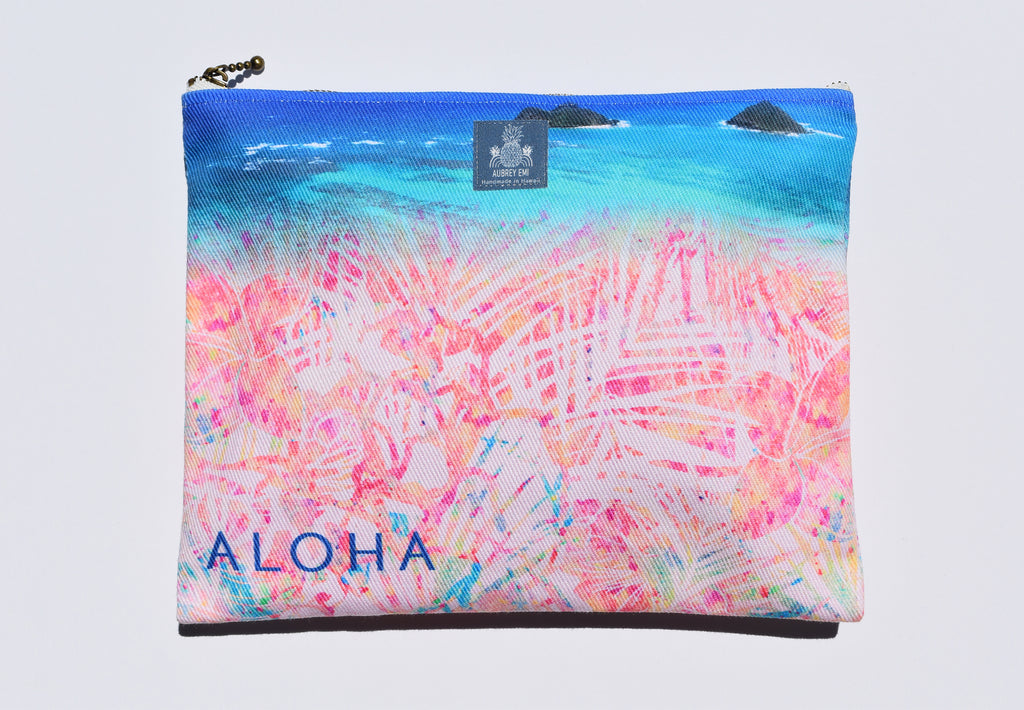 Mokulua Islands - Pink Tropics Medium Pouch