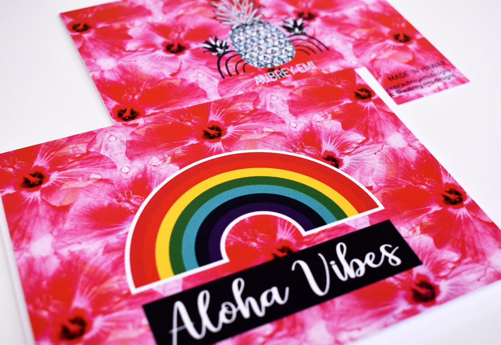 Aloha Vibes + Rainbow Greeting Card