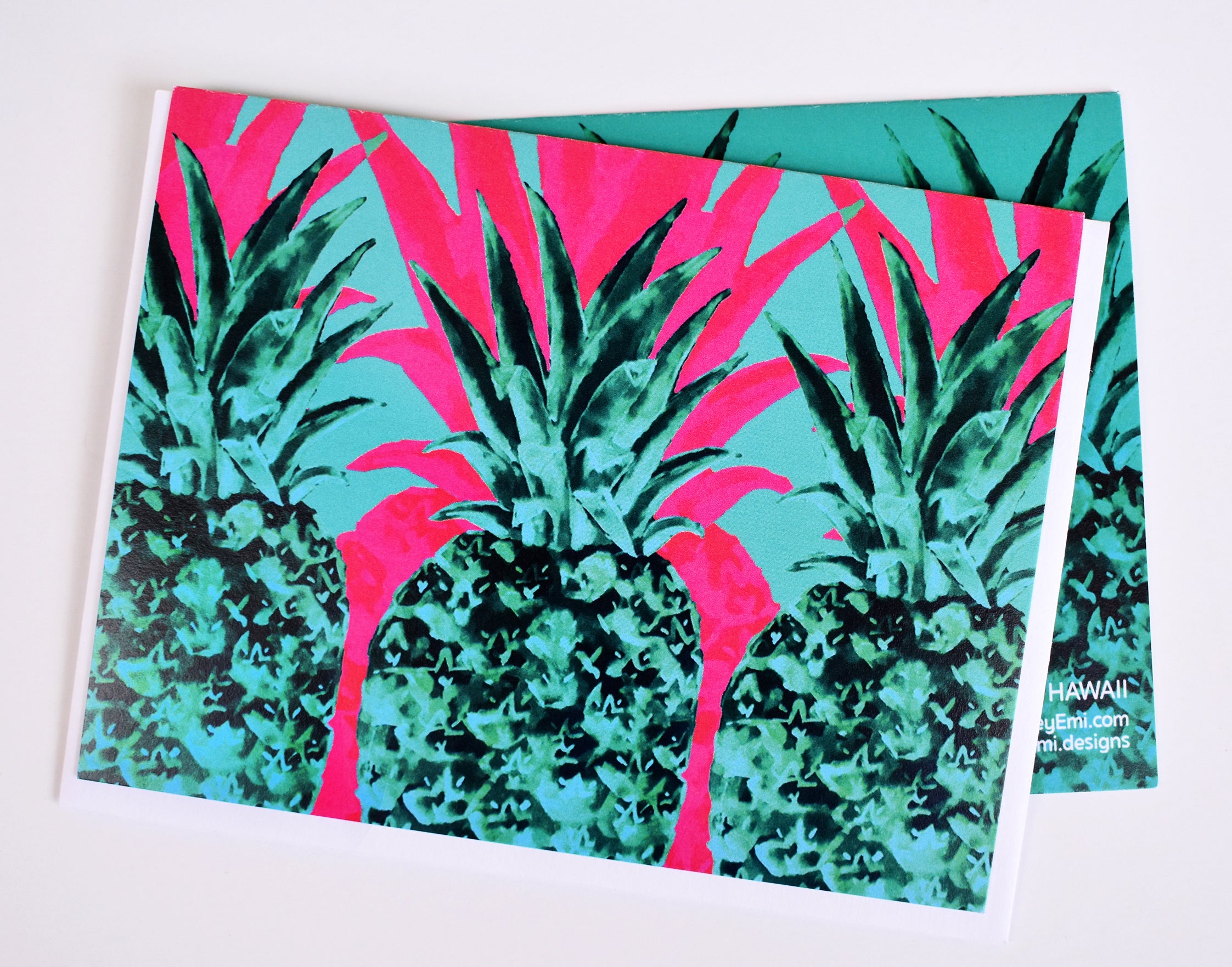 Pink and Green Pineapple Greeting Card