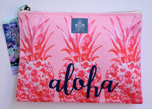 Pink Pineapples "Aloha" Small Pouch
