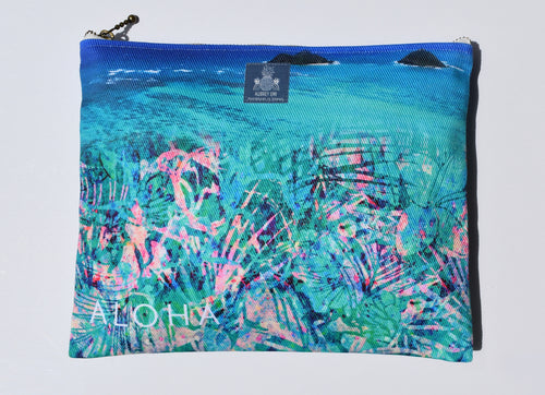 Mokulua Islands - Green Tropics Medium Pouch