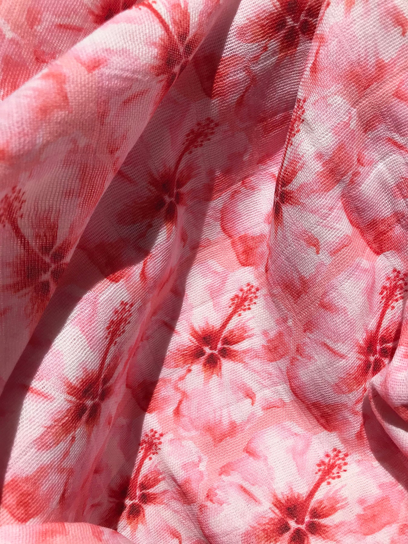 Coral Hibiscus Infinity Scarf