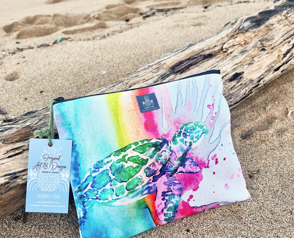 Rainbow Honu Turtle Pouch (Sm/Med/Large Pouch)