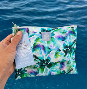 Blue and Green Hibiscus Pouch