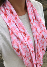 Load image into Gallery viewer, Coral Hibiscus Infinity Scarf