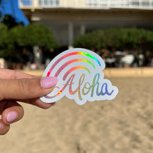 Load image into Gallery viewer, Holographic Aloha Rainbow Sticker