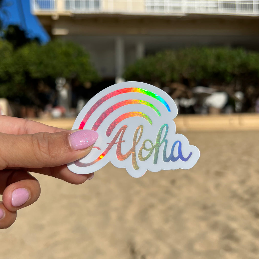Holographic Aloha Rainbow Sticker