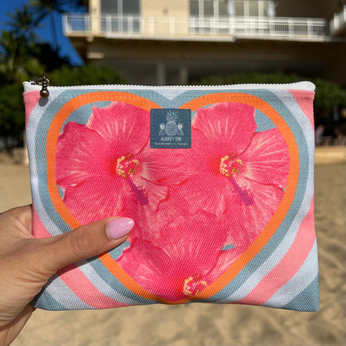 Retro Hibiscus Small Pouch