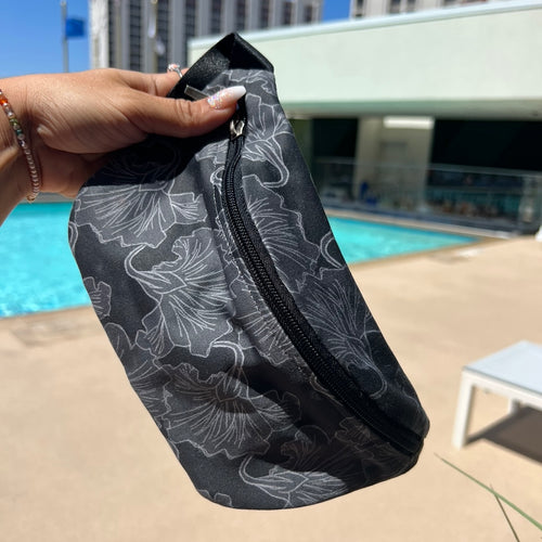 Black Hibiscus Fanny Pack